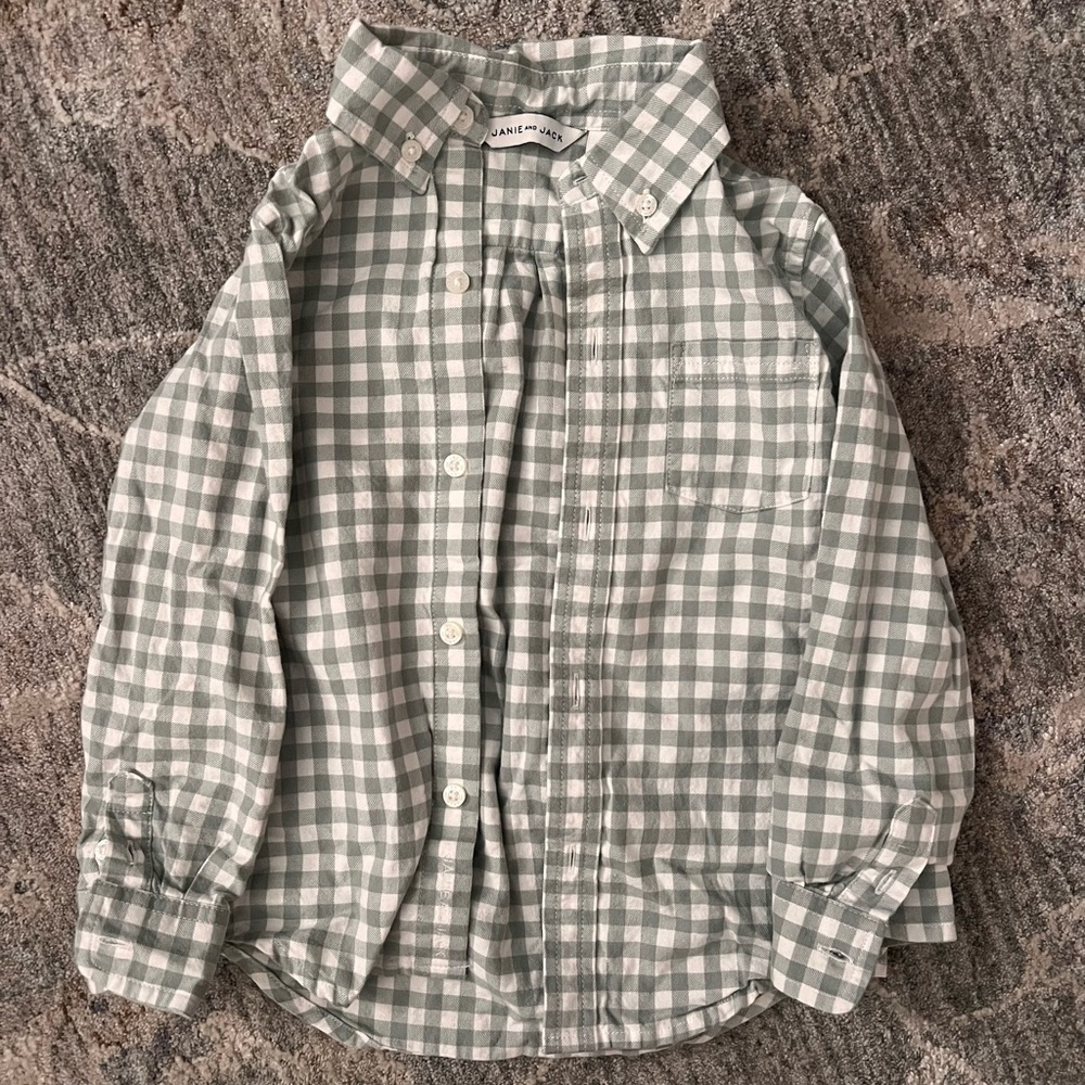 Janie and Jack Sage Checkered Shirt